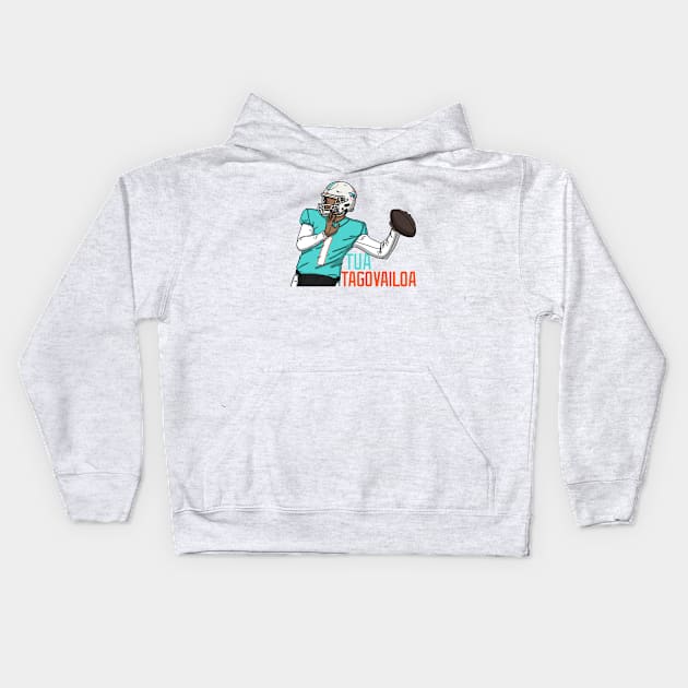 Tua Tagovailoa Comic Style Kids Hoodie by mia_me